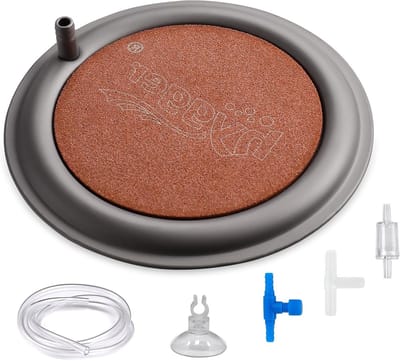 Nano Air Stone 10.5 cm - Professionele Zuurstofdiffuser voor Aquarium, Luchtsteen Disc en Visbak met RVS Basis voor Optimale Waterkwaliteit