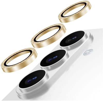 AVY Camera Lens Protector Rings | Geschikt voor Samsung Galaxy S26 | Camera Lens Protector Glas | Schokbestendig | Krasbestendig | met Applicator | Glitter Goud