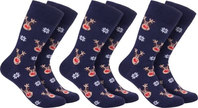 BRUBAKER 3 Paar Kerstsokken voor Mannen en Vrouwen - Kerstmotieven - Unisex Kleurrijke Knuffelsokken voor het Kerstseizoen - Grappige Katoenen Sokken - Cadeau Kerstmis - Maat 35-40