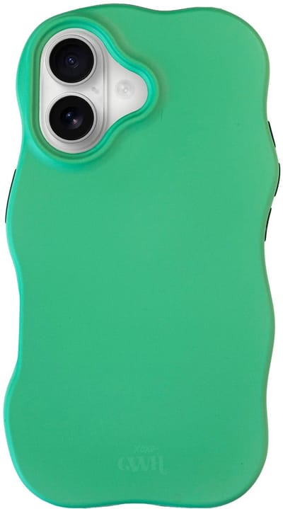 xoxo Wildhearts Wavy Case Green telefoonhoesje - Geschikt voor iPhone 16 - Golvend hoesje met dubbele beschermlaag - Matte afwerking - Silicone case met golven - Vlekbestendig - Groen