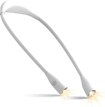 QTTVBTNA - 1 Stuk LED Neklamp – USB Oplaadbare Leeslamp met 3 Lichtkleuren & 9 Helderheidsniveaus – Flexibele Armen, Handsfree & Lichtgewicht – Comfortabel en Energiezuinig – Voor Lezen, Breien, Haken, Naaien, Reparatie en Camping – Wit