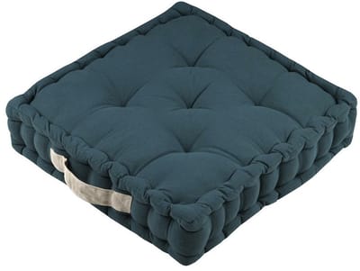 Stof Textile Vloerkussen DUO - blauw - katoen - 45 x 45 x 10 cm - vierkant - Extra dik - extra zitplaatsen - spelen - gamen - relaxen