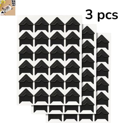 3 stuks - Vintage Kraft Papieren Hoekstickers - Kleurrijke Fotostickers - Fotoalbum Accessoires - Baby Fotoalbum Bevestigingsfotostickers - Zwarte Fotohoekbevestiging Zelfklevend - Geschikt voor Fotoalbums en Agenda's