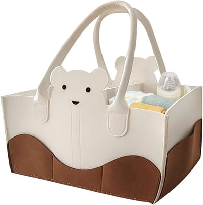 Luiertas Organizer - Opbergmand Baby - Babybenodigdheden Opslag - Afneembaar Ontwerp - 35x23x18 cm - Bruin