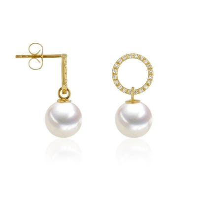 Luna-Pearls - 312.1688 - Oorbellen - 750/-Geel goud met Zuidzee gekweekte parel en Diamanten