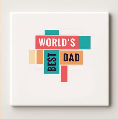 World’s Best Dad Tegel 15x15cm – Moderne Kleurrijke Keramische Wandtegel, Perfect Vaderdag Cadeau of Woondecoratie voor Papa
