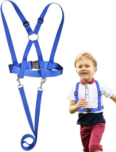 Kinder Harnas - Veiligheidsgordel Kinderen - Buiten Ontdekken - Verstevigde Naden - 200 cm Lengte - Blauw