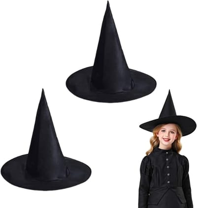 2 Stuks Zwarte Tovenaars Hoeden voor Cosplay en Halloween - Unisex Kostuum Accessoires voor Feestjes en Carnavals