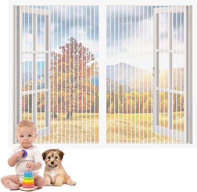 Magnetisch Horren Raam - Vliegenraam Scherm - Insecten Buiten Houden - Automatische Sluiting - 141x139 cm - Wit