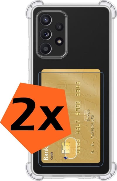 Hoes - 2 Stuks - Geschikt voor Samsung Galaxy A52s 5G - Met Pashouder en Kaarthouder - Telefoon Hoesje Shockproof - Siliconen Case - Back Cover - Shock Proof - Pasjes Houder - Transparant