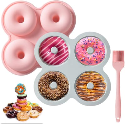Dailygoods- Donutvormen 2 Stuks - Siliconen Bakvormen - Antiaanbak - BPA-vrij - Hittebestendig - Flexibel en Herbruikbaar - Bakvorm