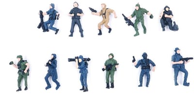 Dailygoods- Model Trein Mensen 11Pcs - Miniatuur Figuren - Plastic Poppetjes - SWAT Uiterlijk - Lichtgewicht - Duurzaam Materiaal - Miniatuurfiguren