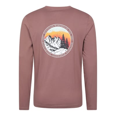 Mountain Warehouse Heren Circle Mountain Sunset Grafisch T-shirt met lange mouwen (Bourgondië)