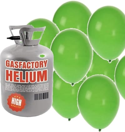 Helium tank met 30 groene ballonnen - Groene - Heliumgas met ballonnen voor een St. Patrickday thema