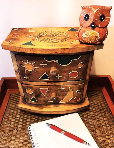 Mini Houten Lade met Levensboom – Organisator voor Bureau, Naaidoos voor Creativiteit en Decoratie