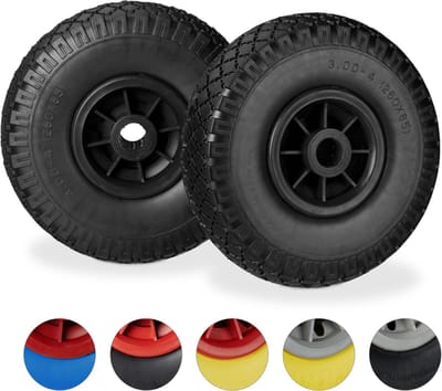 8x steekwagenwiel - 25 mm - kunststof velg - anti lek band - 3.00-4 inch - zwart
