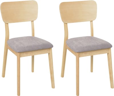 MINIER - Eetkamerstoel set van 2 - Lichtgrijs - Hout