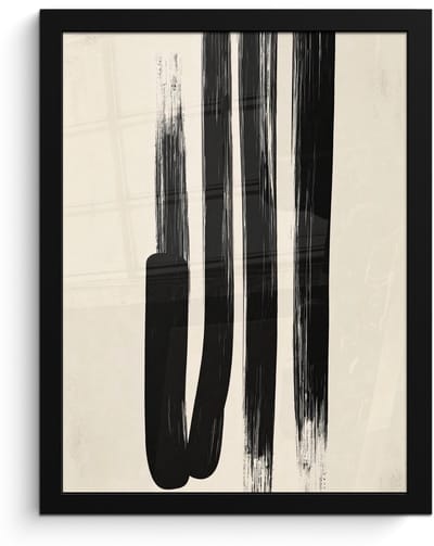 Poster in lijst - Fotolijst 30x40 cm - Posters - Penseelstreken - Verticaal - Zwart - Posterlijst zwart - Decoratie - Wanddecoratie woonkamer - Muurdecoratie slaapkamer