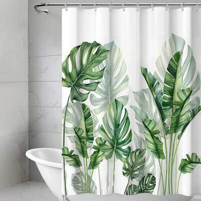 Waterafstotende en Schimmelbestendige Polyester Douchgordijn met Verstevigde Onderkant en 12 Ringen voor Badkamer (200 H x 120 L cm) - Wasbaar en Duurzaam