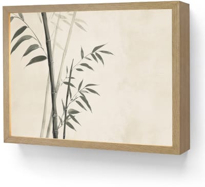 Wandlamp 40x30 cm - Oplaadbaar - Japandi - Bamboe - Beige - Wandlampen binnen woonkamer - Slaapkamer lamp - Decoratieve nachtlamp - Vloerlamp draadloos
