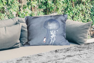 Buitenkussens - Kinderen - Kwal - Zeedieren - Vintage - 60x40 cm - Weerbestendig