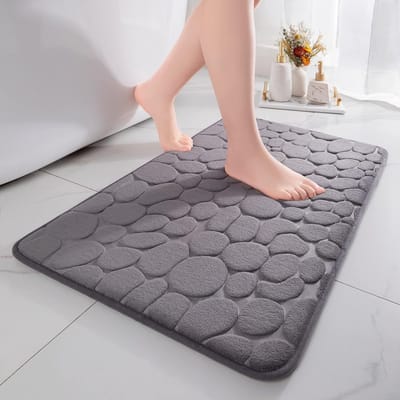 Badmat van traagschuim - Absorberende douchemat - Badmat - Decoratieve mat - Antislip - voor badkamer en woonkamer - 40 x 60 cm - Donkergrijs