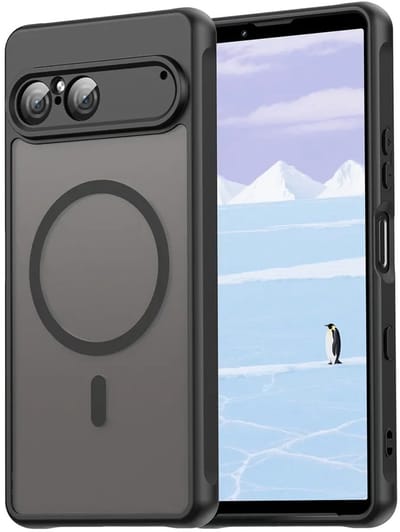 MobyDefend Hoesje - Geschikt voor Sony Xperia 10 VII - Case Geschikt voor MagSafe - Mat Transparant Met Gekleurde Rand - Zwart