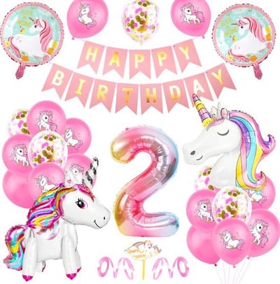FeestmetJoep® Eenhoorn 2 jaar verjaardag versiering - Unicorn thema