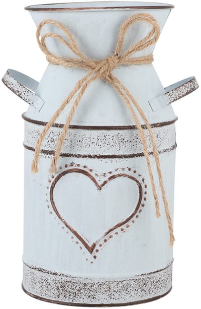 Dailygoods - Vintage IJzeren Bloemenvaas en Melkkan - Shabby Decoratie