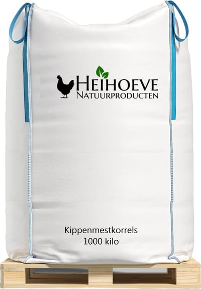 Kippenmestkorrels Bigbag 1000 kilo voor 10.000 m2 (Organische mestkorrels NPK 4-3-3) Tuinmest - bemesting - kippenmest korrels - Natuurlijke meststoffen