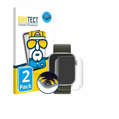 BROTECT - Screenprotector voor Apple Watch Series 9 (41 mm) - Folie Beschermfolie transparant volledig dekking - 2 Stuks
