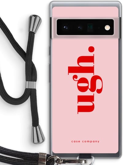 Case Company® - Hoesje met koord geschikt voor Google Pixel 6 Pro hoesje met Koord - Ugh - Telefoonhoesje met Zwart Koord - Bescherming aan alle Kanten en Over de Schermrand