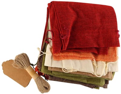 Dailygoods- Wijnfleszak 12 Stuks - Jute Zak - Geschenkzakjes - Kerstmis/Bruiloften/Verjaardag - Praktische Labels - Ademend Materiaal - Geschenkzak