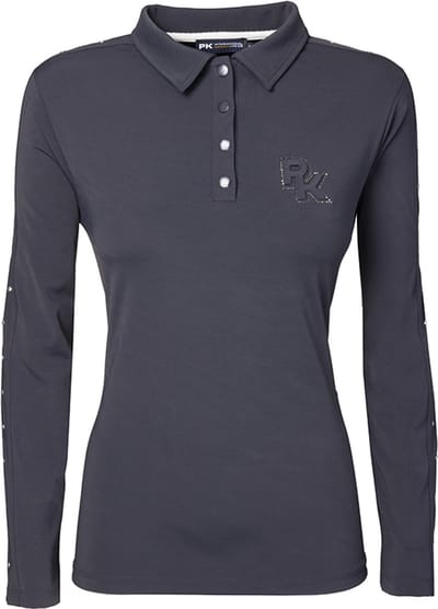 PK International - Polo - Lange Mouw - Romero - Donkerblauw/Grijs - Sneldrogend - Ademend - UV bescherming - Charcoal - XS/34