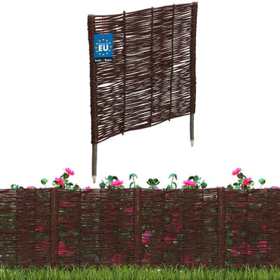 KOTARBAU® Bloembedrand, Wilgenhouten Hek, Beeteinfassing, 60 x 10 cm, Bruin, Tuinafscheiding, Houten Tuinhek, Schapenhek