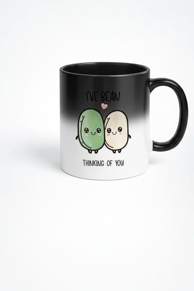 I've Bean Thinking of You" Magic Mok | Grappige Bonen Warmtegevoelige Koffiemok | Liefdevol Cadeau