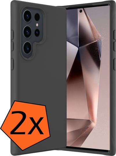 Hoes - 2 Stuks - Geschikt voor Samsung Galaxy S24 Ultra - Sterk & Shockproof - Case Siliconen - Back Cover - Telefoon Hoes - Zwart