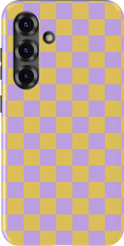 Design Hoesje Samsung Galaxy S25 FE | Geschikt Voor Mag | Tiny Squares Checkered Print | Backcover Samsung Galaxy S25 FE Lilac Lemonade