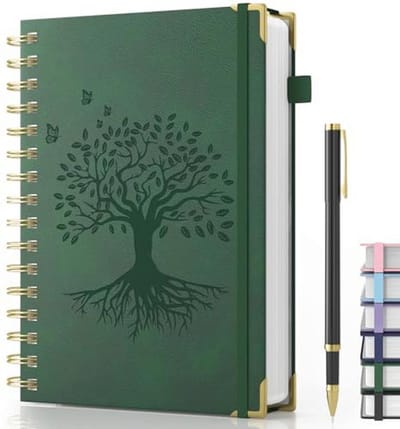 SnelShoppen - Notitieboek A5 Gelinieerd Hardcover Leer Spiraal Dagboek met Pen 240 Pagina's 100 g/m² Dikkere Papier voor School Kantoor Schrijven voor