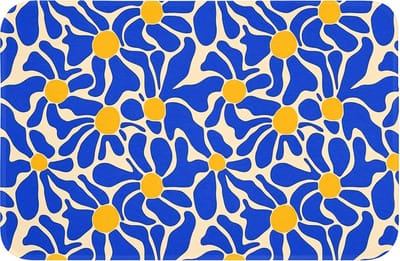 Badmat 60x40 cm - Antislip - Abstract - Bloem - Blauw - Badmatten voor badkamer - Badkamermat - Douchemat - Badkamer mat