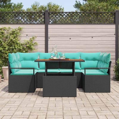vidaXL - Tuinbank - Set - 7 - st - 6-Aantal - zitplaatsen - Zwart - en - blauw