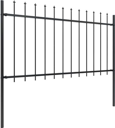 Sierhekwerk Woerden - Tuinhek met Speerpunten - 181 x 100 cm - Zwart Poedercoat Staal - Metalen Hekwerk Inclusief 2 Palen - Robuuste Tuinafscheiding voor Voortuin en Erf