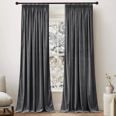 PONY DANCE Velours Gordijnen Grijs 260x132 cm - Luxe Zware Blackout Gordijnen voor Woonkamer en Slaapkamer