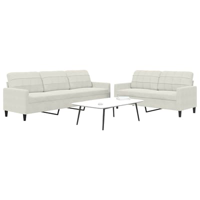 vidaXL - 2-delige - Loungeset - met - kussens - fluweel - crèmekleurig