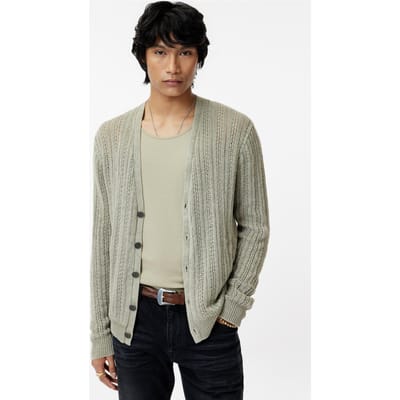John Varvatos Kliment Linen Cardi W Woven Back Panel Sage Brush Taglia: M | Cardigan Outlet | Uomo | Bianco