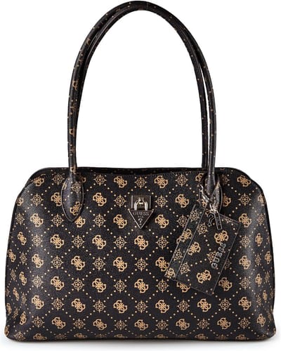 GUESS schoudertas Patsie Tote Espresso Logo donkerbruin