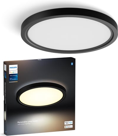 Philips Hue Tento plafondlamp - warm- tot koelwit licht - rond - zwart - Ø30 cm