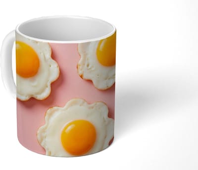 Mok - Koffiemok - Eieren - Bloem - Roze - Mokken - 350 ML - Beker - Koffiemokken - Theemok