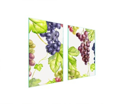 TMK ArtDeko - Snijplank - Glas - Ovaal - 65x52 cm - Transparant met Vruchtenmotief