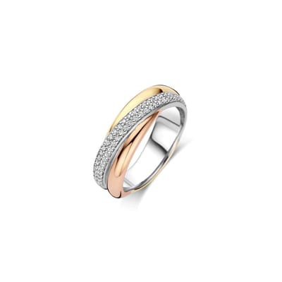 TI SENTO Dames Ring - 925 zilver - Zilver geel verguld rosé verguld - Maat 17.75 mm / maat 56 - 12343ZT